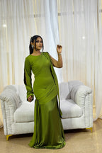 SHEBA DRAPED DRESS - OLIVE GREEN