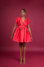 MANDY PLEATED DRESS - RED