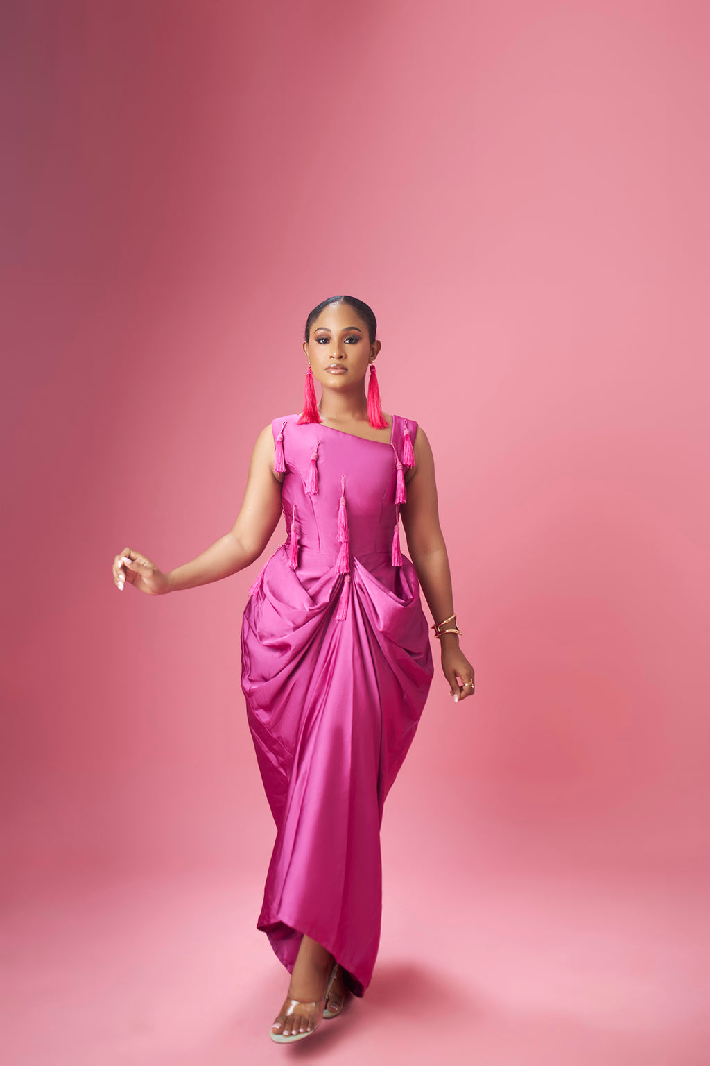 ANYA DRAPED TASSEL DRESS