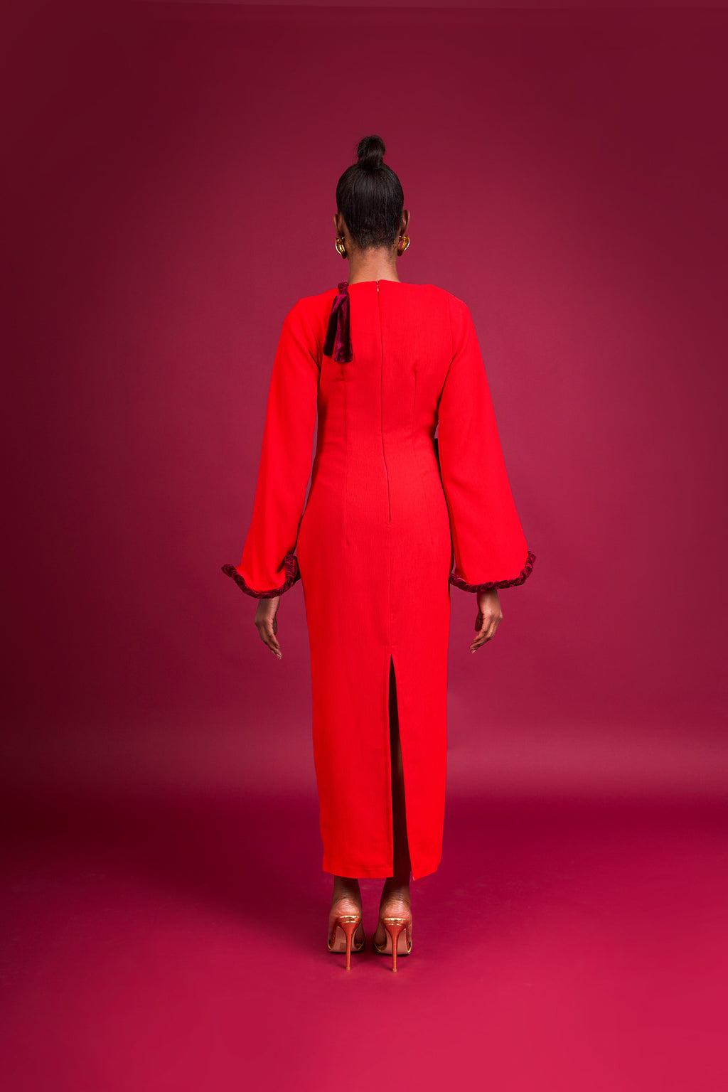 KION BRAIDED DETAIL MAXI DRESS - RED