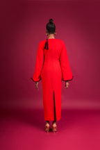 KION BRAIDED DETAIL MAXI DRESS - RED
