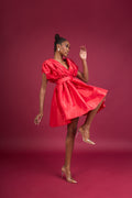 MANDY PLEATED DRESS - RED
