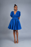 MANDY PLEATED DRESS - ROYAL BLUE