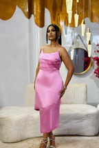 KESHA ASYMMETRICAL HEM DRESS - PINK
